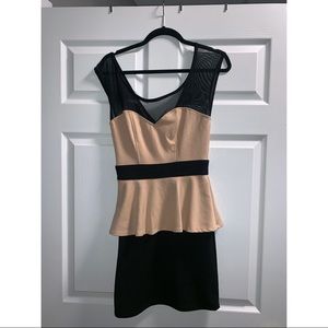Beige and black party dress